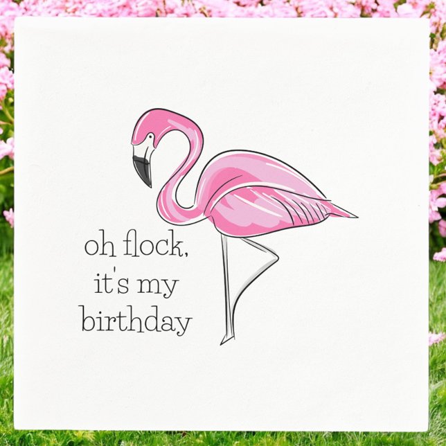 Pink Flamingo Oh Flock It's My Birthday Preppy Napkin (Creator Uploaded)