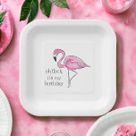 Pink Flamingo Oh Flock It's My Birthday Preppy Paper Plate<br><div class="desc">Grab these plates for the flocking birthday! The pink flamingo can be found on other items in my store,  PageCreativeDesigns.</div>