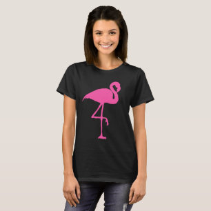 PINK FLAMINGO on Black T-shirt T-shirt