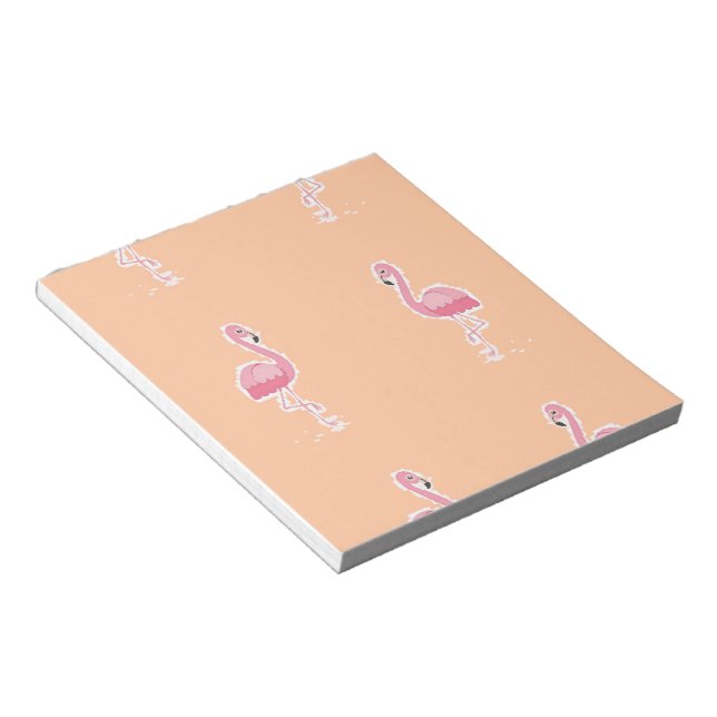 pink flamingo on pale orange notepad (Angled)