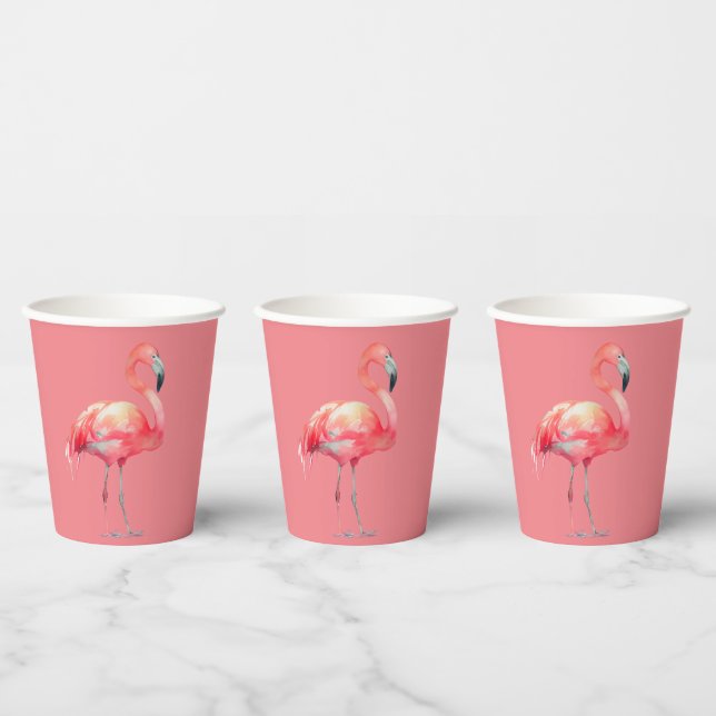 Pink Flamingo on pink paper cups (Multi)