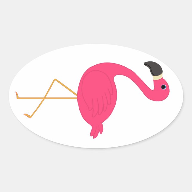 Pink Flamingo Oval Sticker (Front)