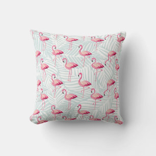 Pink Flamingo & Palm Leaves – Cute Cushion
