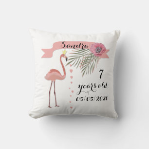 Pink Flamingo , palm leaves ,for girl Cushion