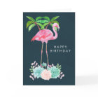 Pink Flamingo Palm trees and Succulents Birthday