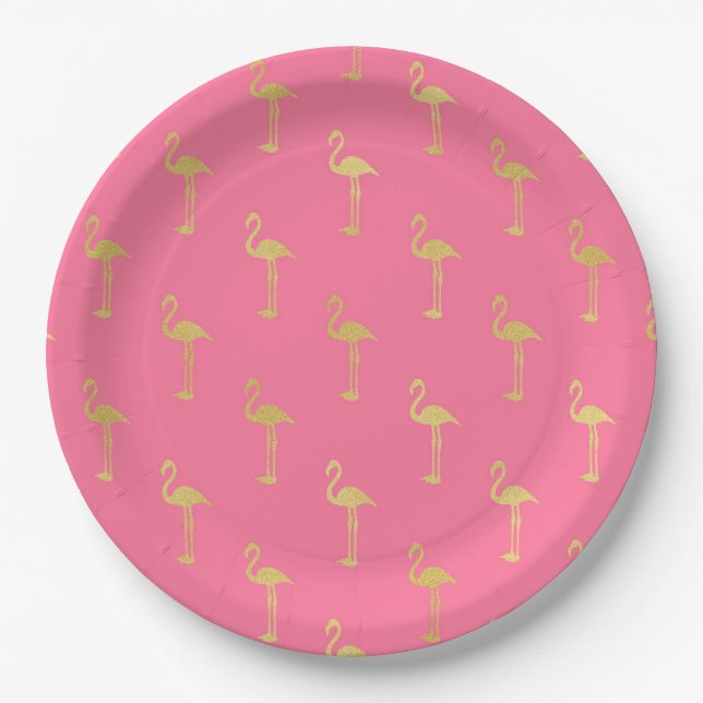 Pink Flamingo Paper Plates (Front)