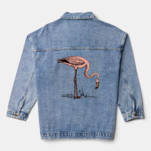 Pink Flamingo Paradise Bird  Birds Illustration  Denim Jacket