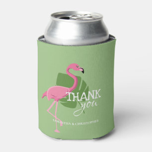 Pink Flamingo Party Virtual Destination Wedding Can Cooler