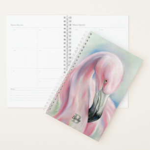 Pink Flamingo Pastel Art Personalised Planner