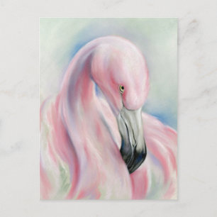 Pink Flamingo Pastel Art Postcard