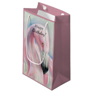 Pink Flamingo Pastel Art Small Gift Bag