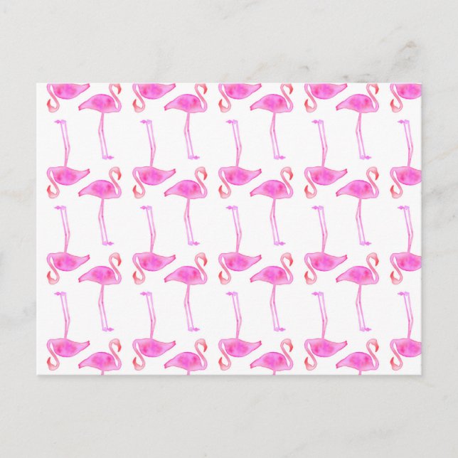 Pink Flamingo Pattern 2 Postcard (Front)