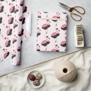 Pink Flamingo Pattern Animal Graduation Wrapping Paper