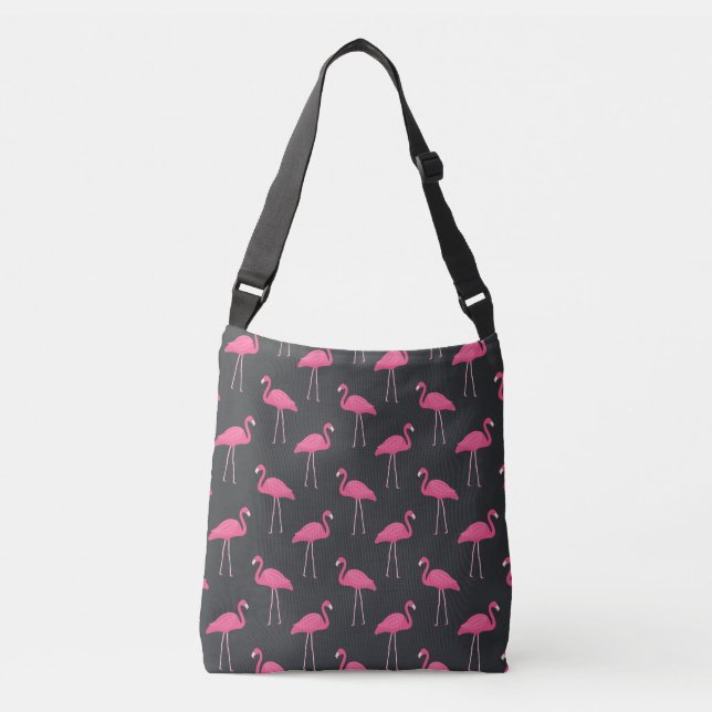 Pink flamingo pattern crossbody bag (Front)