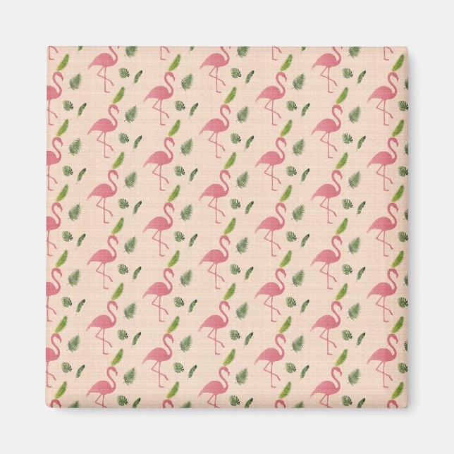 Pink Flamingo Pattern Magnet (Front)