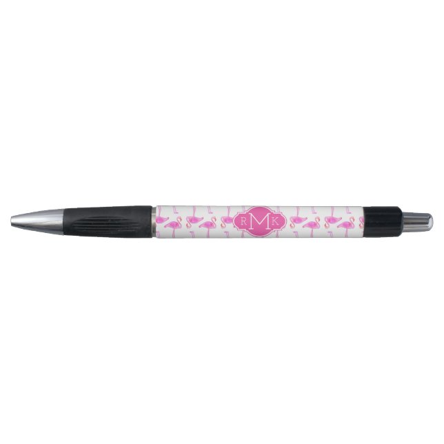 Pink Flamingo Pattern | Monogram (Front)