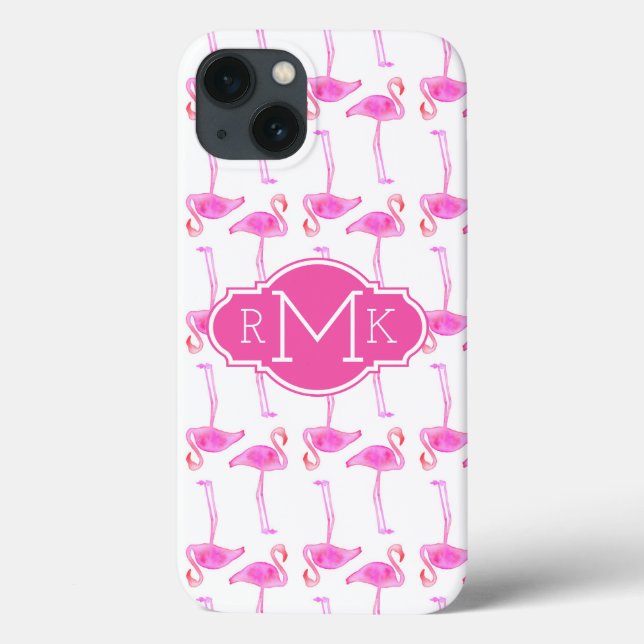 Pink Flamingo Pattern | Monogram Case-Mate iPhone Case (Back)