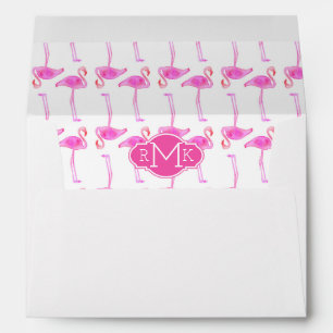 Pink Flamingo Pattern   Monogram Envelopes