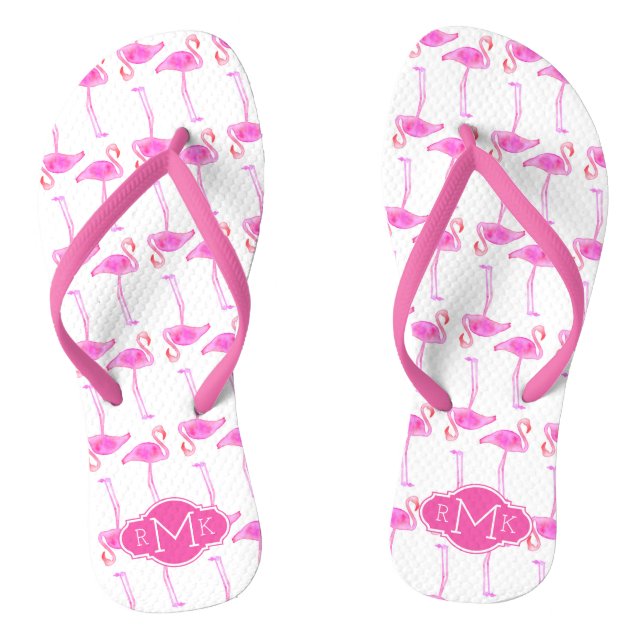 Pink Flamingo Pattern | Monogram Jandals (Footbed)