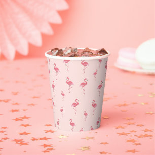 pink flamingo pattern paper cups
