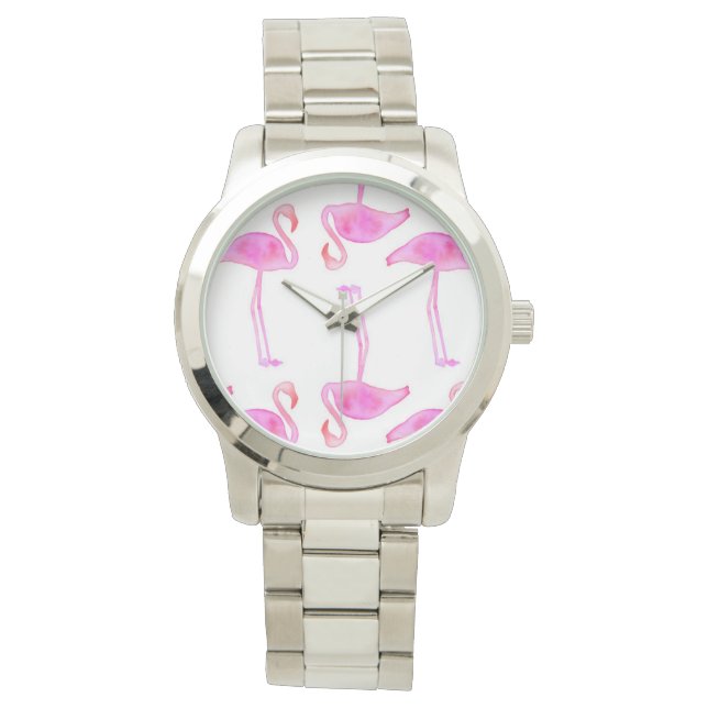 Pink Flamingo Pattern Watch (Front)