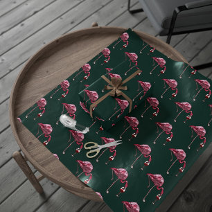 Pink Flamingo Pattern Wine Drinker Funny Wrapping Paper