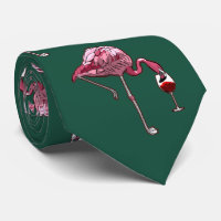 Pink Flamingo Pattern Wine Drinker Green Novelty
