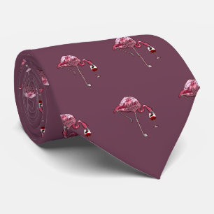 Pink Flamingo Pattern Wine Lover Cute Tie
