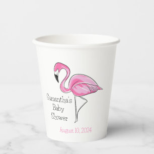 Pink Flamingo Personalised Baby Shower Paper Cups