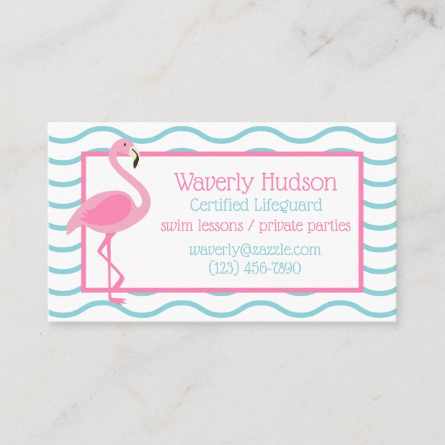 Pink Flamingo Personalised Business Contact Cards (Front)