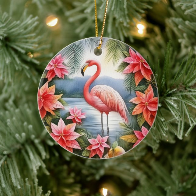 Pink Flamingo Personalised Christmas Ornament (Tree)