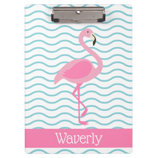 Pink Flamingo Personalised Clipboard (Front)