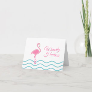 Pink Flamingo Personalised Folded Note Cards