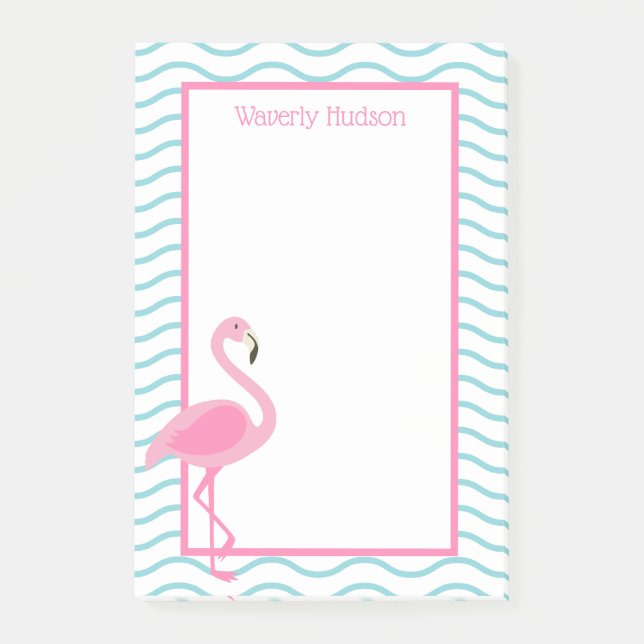 Pink Flamingo Personalised Post-it Notepad (Front)