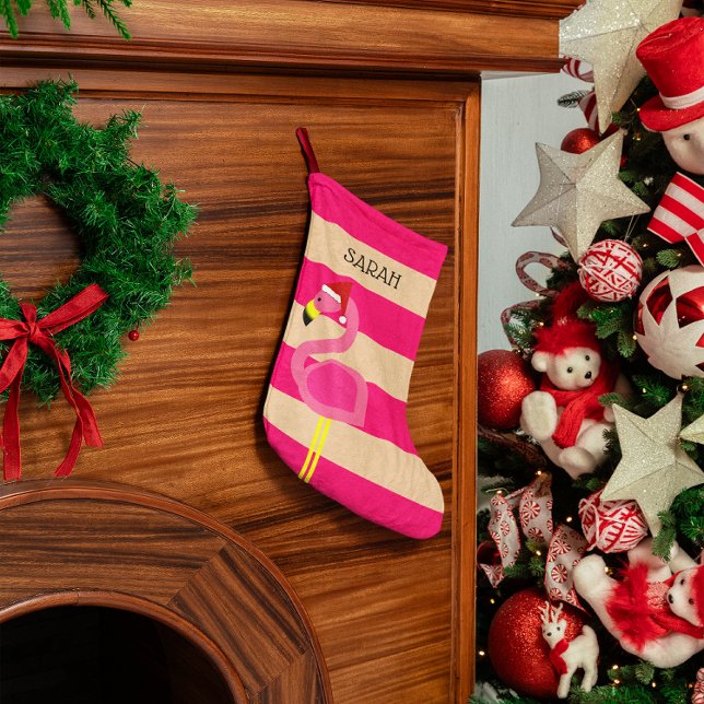 Pink Flamingo Personalised Stocking (Creator Uploaded)