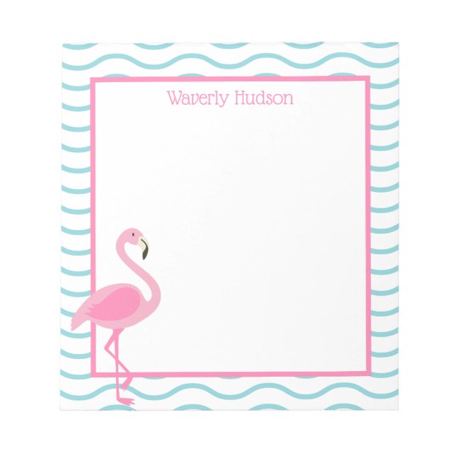 Pink Flamingo Personalized Notepad (Front)