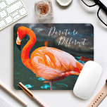 Pink Flamingo Photo Dare To Be Different Script Mouse Pad<br><div class="desc">I love how flamingos stand out from all other birds. “Dare to be different” whenever you use this stylish, stunning photography mousepad of a bright orange pink flamingo sunning itself on a warm summer’s day. Makes a great gift for someone special! You can easily personalise this mousepad and can delete...</div>