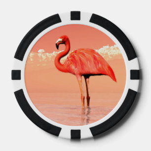 Pink flamingo poker chips