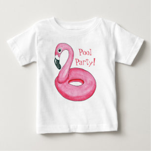 Pink Flamingo Pool Party Baby T-Shirt