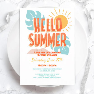Pink Flamingo Pool Party Summer Birthday Invitation