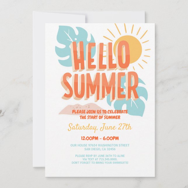 Pink Flamingo Pool Party Summer Birthday Invitation (Front)