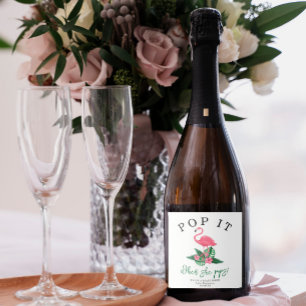 Pink Flamingo - Pop it! When she pops! Sparkling Wine Label