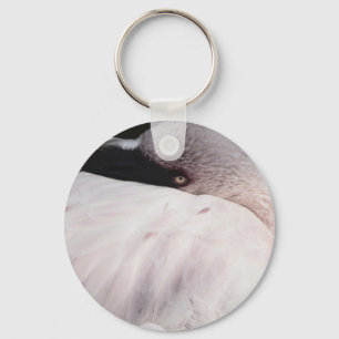 Pink Flamingo Portrait Drawing Effect Art Key Ring