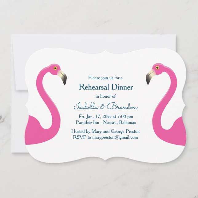 Pink Flamingo Rehearsal Dinner Invitation (Front)