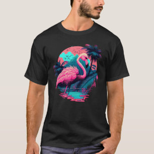 Pink Flamingo Retro Synthwave Pineapple Tropical S T-Shirt
