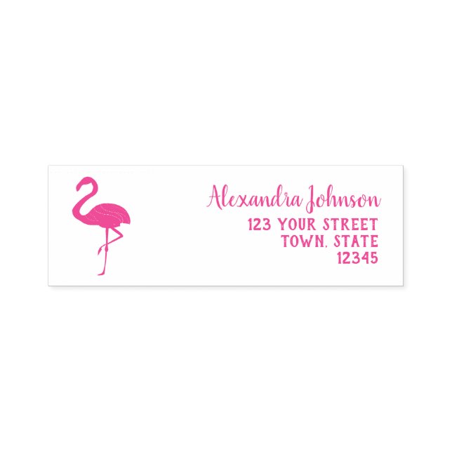 Pink Flamingo Return Address Self-inking Stamp (Design)