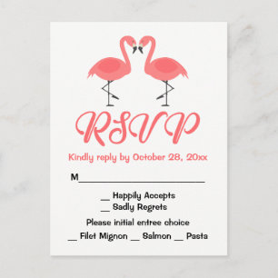 Pink Flamingo RSVP Wedding Luau Summer Beach Invitation Postcard