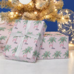 Pink Flamingo | Santa Hat with Palm Tree & Lights Wrapping Paper<br><div class="desc">Christmas  Pink Flamingo | Santa Hat with Palm Tree & Lights design. Unique tropical Holiday Flamingo,  If you celebrate Christmas in a warm climate give your gifts a tropical look.</div>