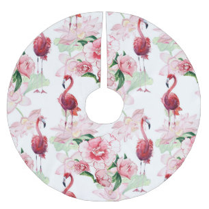 Pink Flamingo: Seamless Pattern Elegance Brushed Polyester Tree Skirt