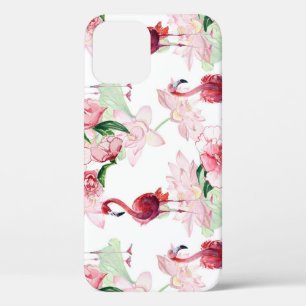 Pink Flamingo: Seamless Pattern Elegance iPhone 12 Case